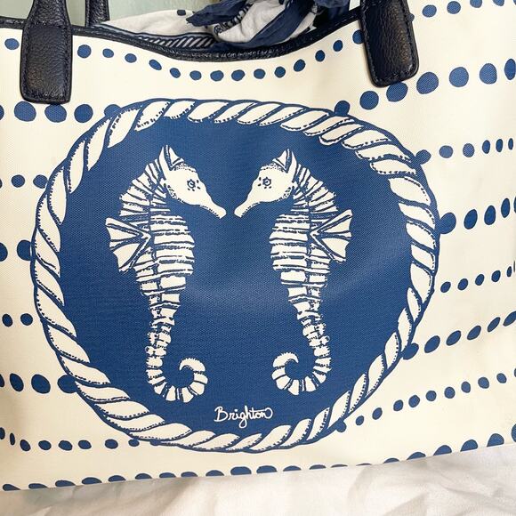 BRIGHTON UNDER THE SEA CANVAS SEAHORSE ANCHOR SCARF NAUTICAL TOTE - Picture 5 of 8